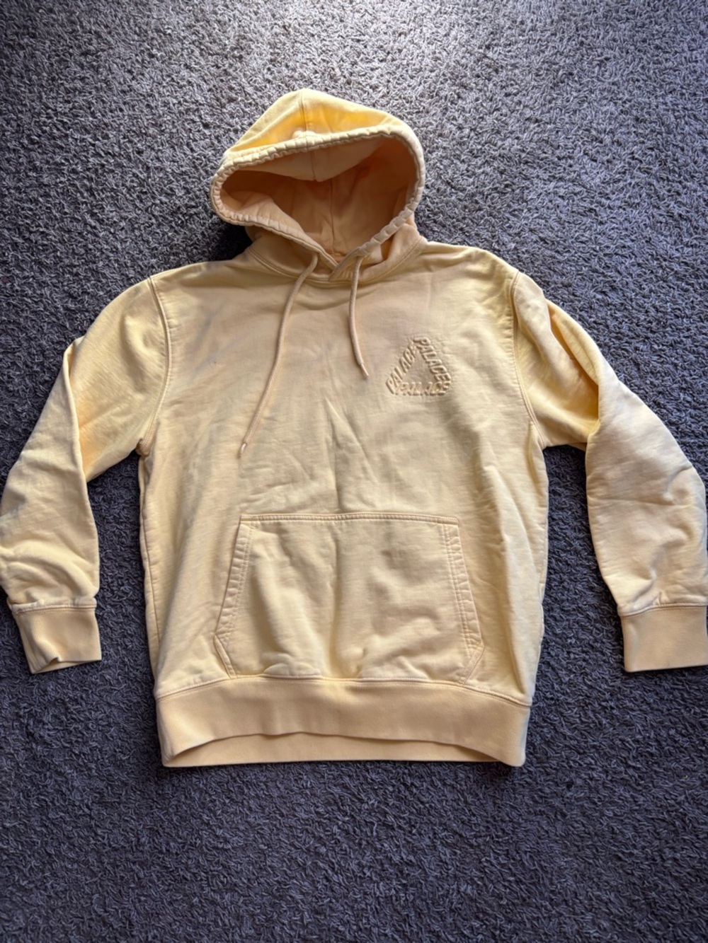 PALACE Pale Yellow Pullover Hoodie with Embroidered Chest Logo